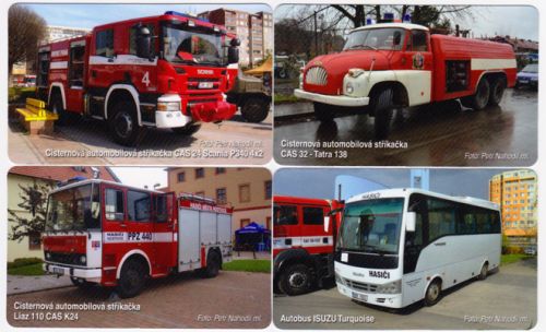 Sběratelská série kartičkových kalendáříků Požární technika: hasičská auta IV DOPRODEJ